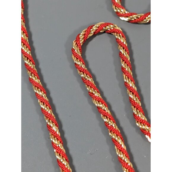 Vintage Napier Gold Tone Red Cord Twist Rope Chain Necklace 24" - Picture 4 of 8